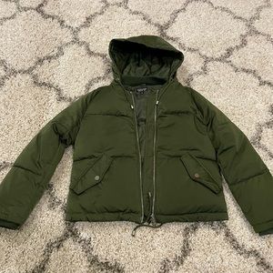 Green Topshop hooded puffer jacket